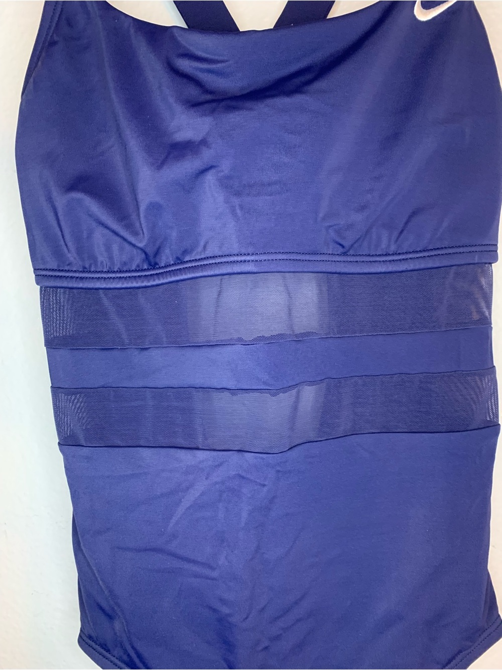 Nike Women’s Navy Blue Mesh V Back One Piece Swimsuit. Size L - Picture 4 of 13